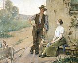 Peasant Couple in Farmyard by Henri Adriene Tanoux